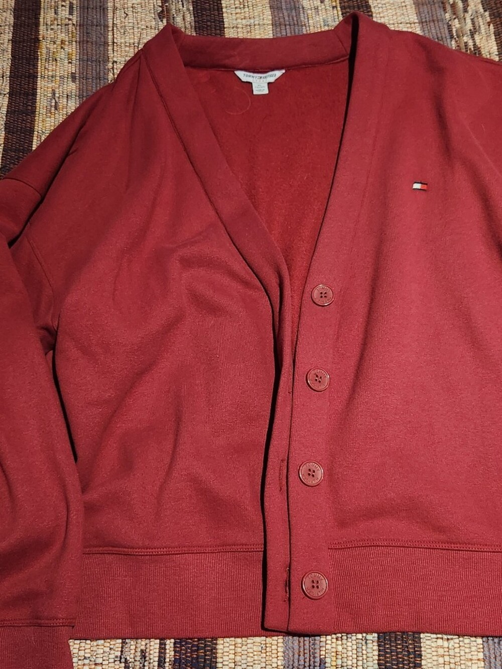 Tommy Hilfiger Women's Burgundy Red Button-Front Cardigan